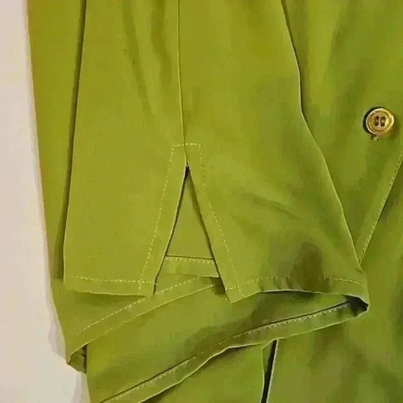 Elementz Womens top sz 1X color green shortsleeve blouse button front ca… - Picture 2 of 15